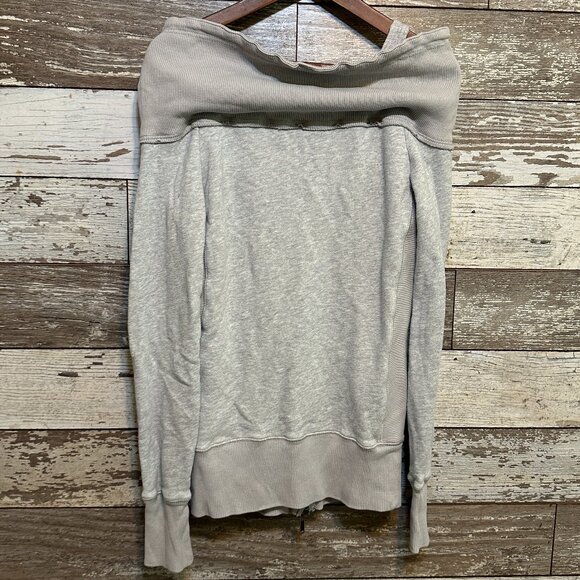 Free People Light Heather Grey Zip Up Women's Cute Shoulder Cover Tank Hoody - Picture 2 of 5